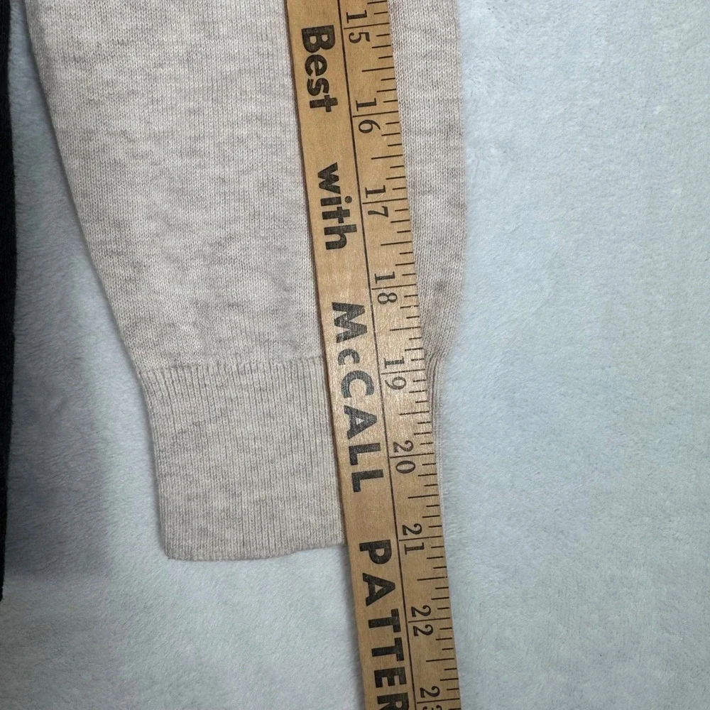 Lands' End Sweater Women S Small Beige Colorblock Cotton Knit Crewneck Excellent